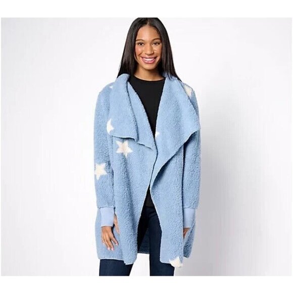 Bumblebella by Jill Martin Regular Sherpa Cascading Cardigan StarFadedDenim,XL - Picture 1 of 1